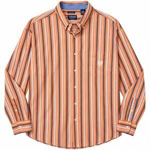 Chaps Orange Multi Striped Easy Care Long Sleeve Collared Button-Down Shirt XXL